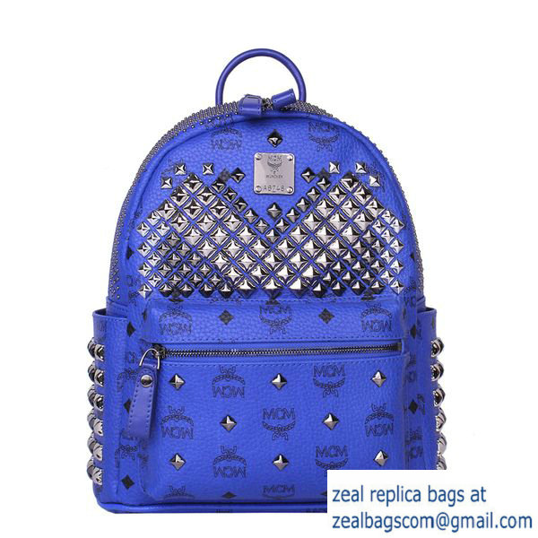 High Quality Replica MCM Small Stark Front Studs Backpack MC4237S Blue